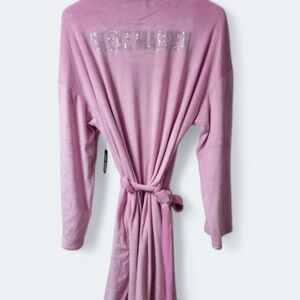 Steve Madden Blush Pink Velvet Robe with Sequin Logo
